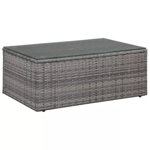  4-részes szürke polyrattan kerti bútorszett párnákkal