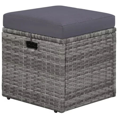  4-részes szürke polyrattan kerti bútorszett párnákkal