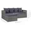  4-részes szürke polyrattan kerti bútorszett párnákkal