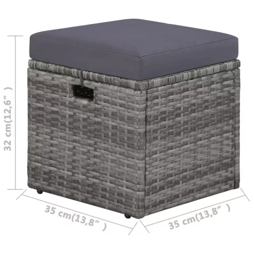  4-részes szürke polyrattan kerti bútorszett párnákkal