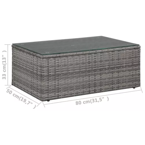  4-részes szürke polyrattan kerti bútorszett párnákkal