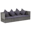  szürke polyrattan kerti ágy 200 x 60 cm