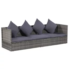  szürke polyrattan kerti ágy 200 x 60 cm