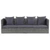  szürke polyrattan kerti ágy 200 x 60 cm