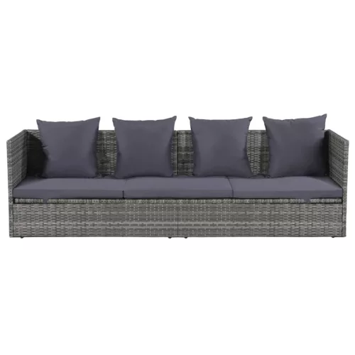  szürke polyrattan kerti ágy 200 x 60 cm