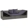  szürke polyrattan kerti ágy 200 x 60 cm
