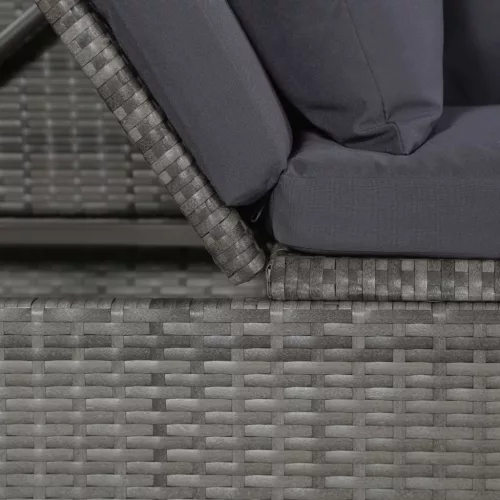 szürke polyrattan kerti ágy 200 x 60 cm