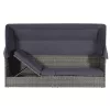  szürke polyrattan napellenzős kerti ágy 205 x 62 cm