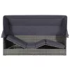 szürke polyrattan napellenzős kerti ágy 205 x 62 cm