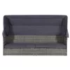  szürke polyrattan napellenzős kerti ágy 205 x 62 cm