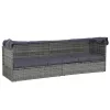  szürke polyrattan napellenzős kerti ágy 205 x 62 cm