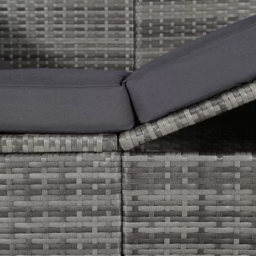  szürke polyrattan napellenzős kerti ágy 205 x 62 cm