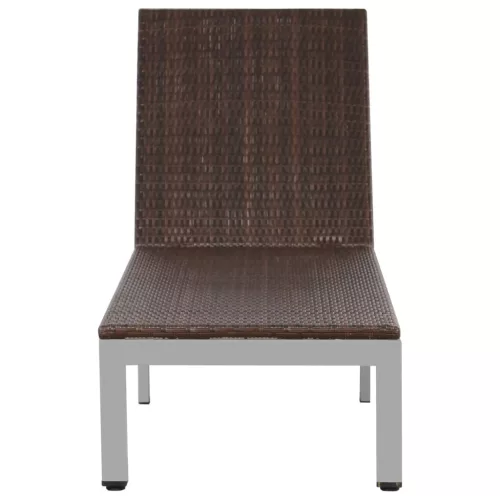  barna polyrattan napozóágy kerekekkel