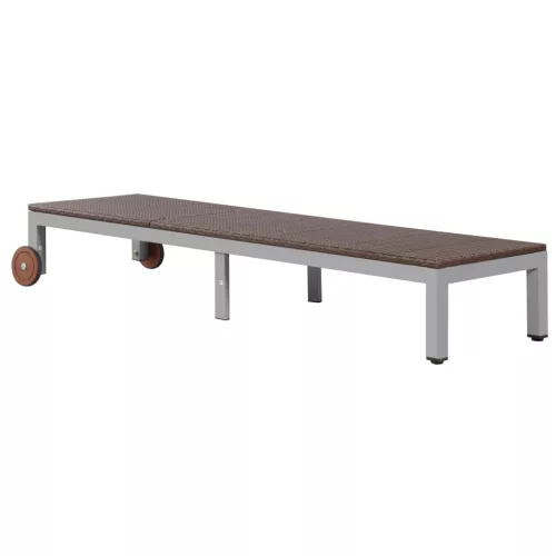  barna polyrattan napozóágy kerekekkel