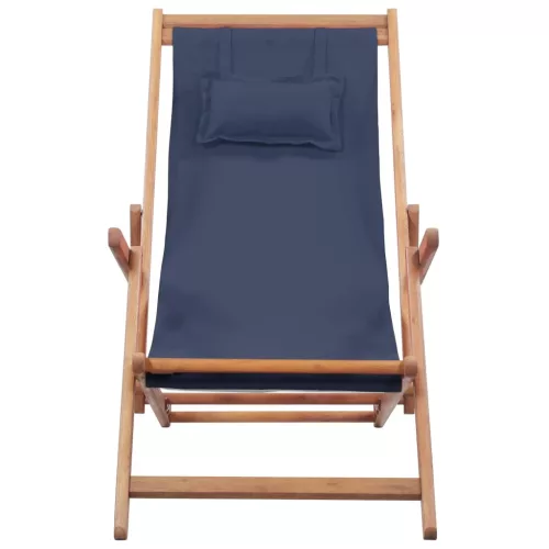  kék összecsukható szövetkárpitos, favázas strandszék