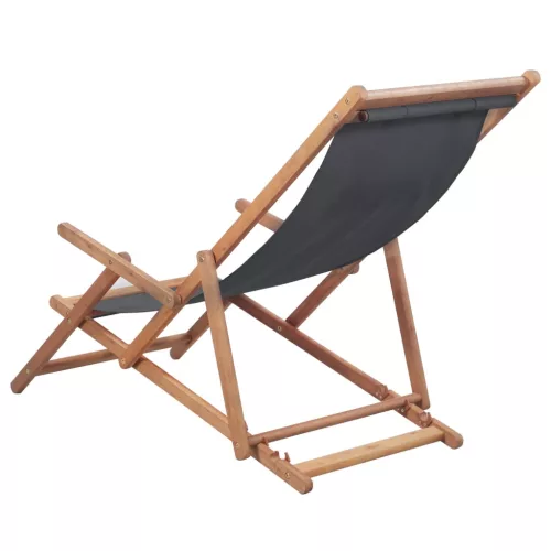  szürke összecsukható szövetkárpitos, favázas strandszék