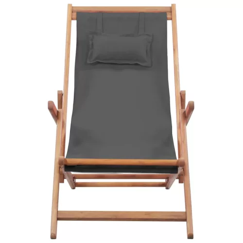  szürke összecsukható szövetkárpitos, favázas strandszék