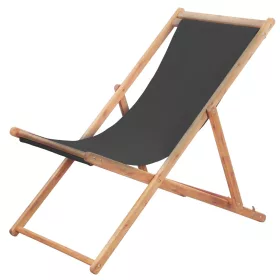   szürke összecsukható szövetkárpitos, favázas strandszék