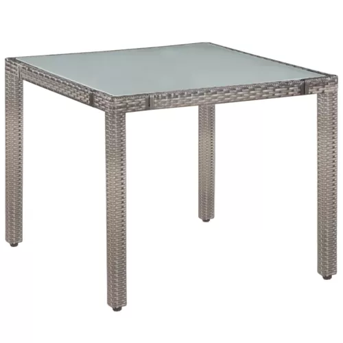  5-részes szürke kültéri polyrattan étkezőszett párnákkal