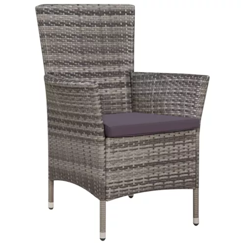  5-részes szürke kültéri polyrattan étkezőszett párnákkal