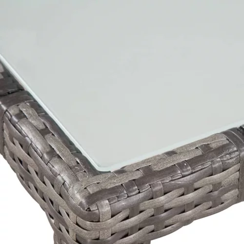  5-részes szürke kültéri polyrattan étkezőszett párnákkal