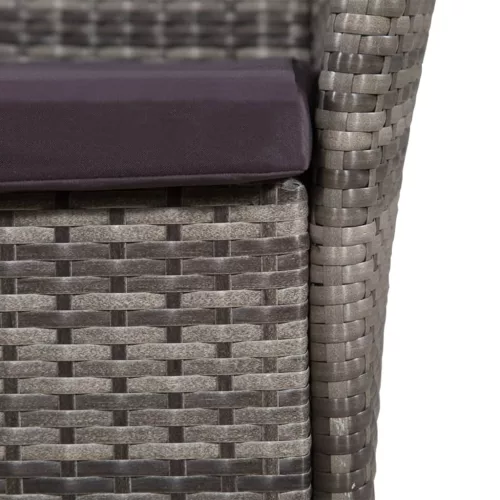  5-részes szürke kültéri polyrattan étkezőszett párnákkal