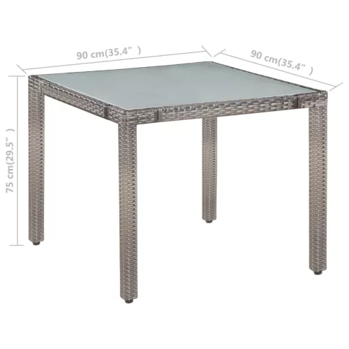  5-részes szürke kültéri polyrattan étkezőszett párnákkal