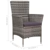  5-részes szürke kültéri polyrattan étkezőszett párnákkal