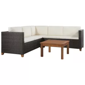  4 részes barna polyrattan kerti ülőgarnitúra párnával