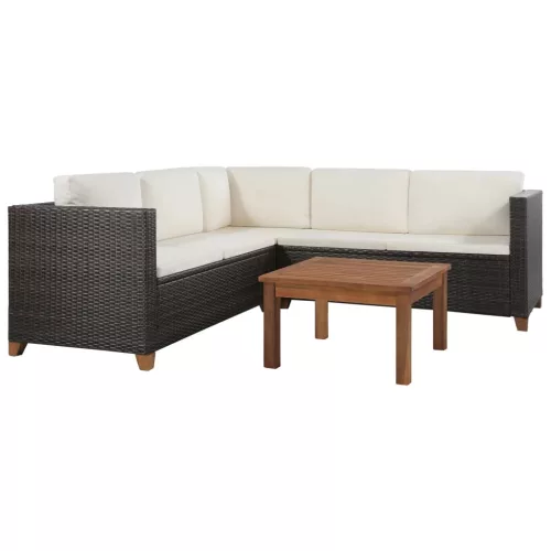  4 részes barna polyrattan kerti ülőgarnitúra párnával