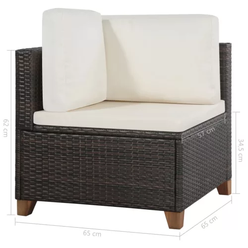 4 részes barna polyrattan kerti ülőgarnitúra párnával