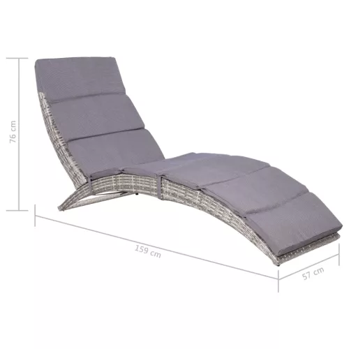  szürke összecsukható polyrattan napozóágy párnával