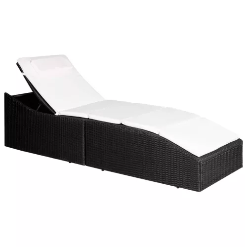  fekete polyrattan napozóágy párnával