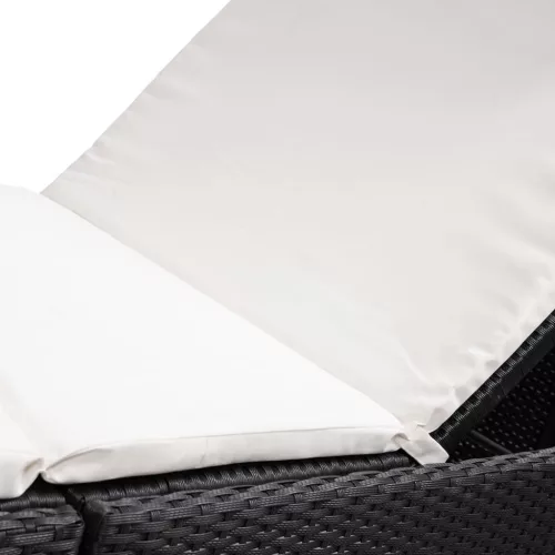  fekete polyrattan napozóágy párnával