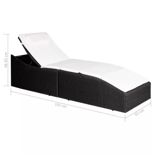  fekete polyrattan napozóágy párnával