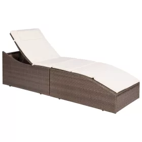  barna polyrattan napozóágy párnával