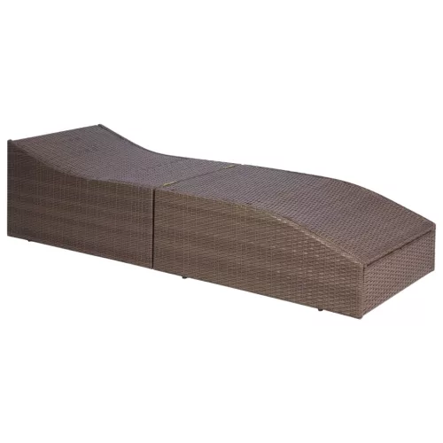  barna polyrattan napozóágy párnával