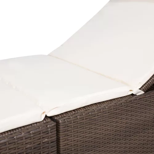  barna polyrattan napozóágy párnával