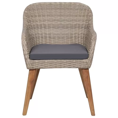  2 db barna polyrattan kültéri szék párnával 