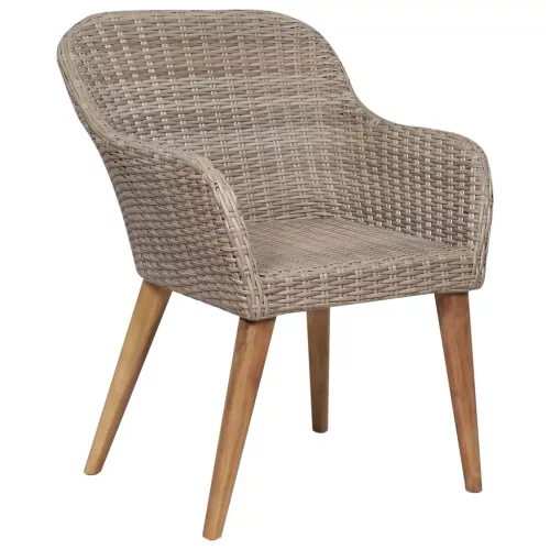  2 db barna polyrattan kültéri szék párnával 