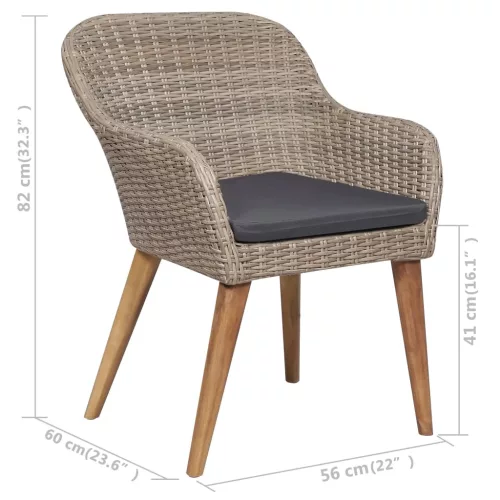  2 db barna polyrattan kültéri szék párnával 