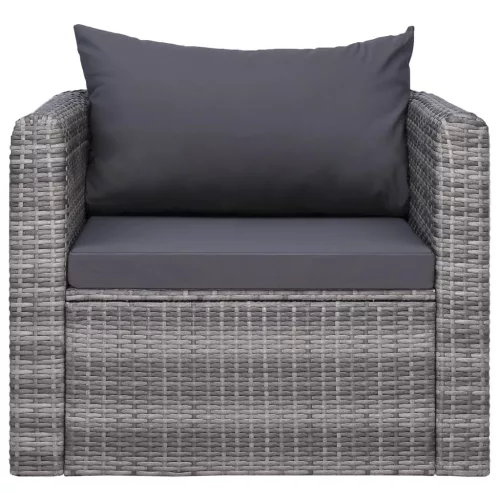  szürke polyrattan kerti szék hát- és ülőpárnával
