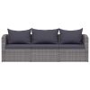  3-részes szürke polyrattan kerti ülőgarnitúra párnákkal