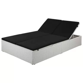  fekete polyrattan napozóágy párnával