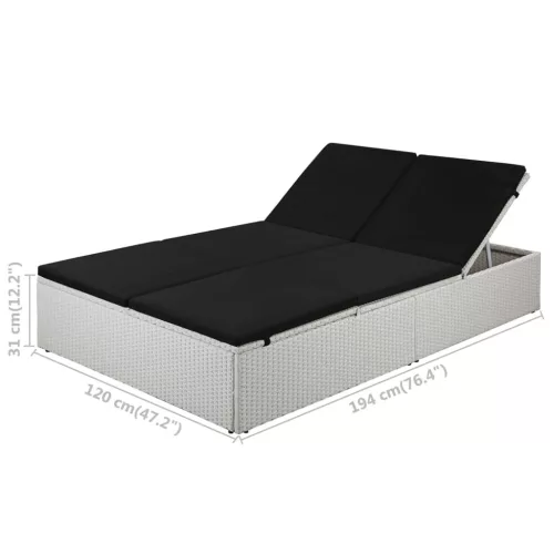  fekete polyrattan napozóágy párnával
