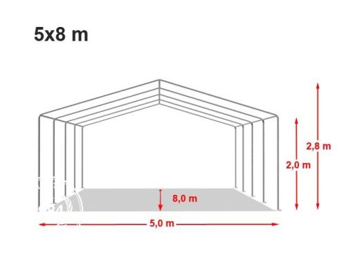 TP ECONOMY 5x8m raktársátor, PVC 700 ponyvával, fehér