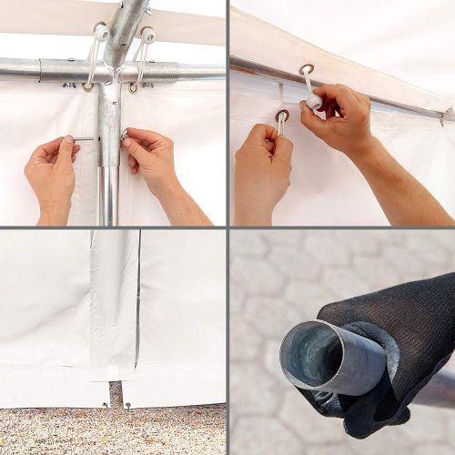 TP ECONOMY 5x8m raktársátor, PVC 700 ponyvával, fehér