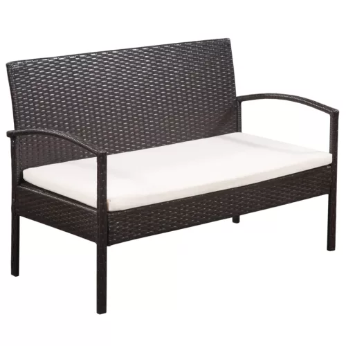  5-részes barna polyrattan kerti bútorszett párnákkal
