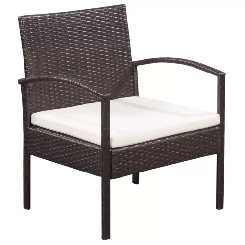  5-részes barna polyrattan kerti bútorszett párnákkal