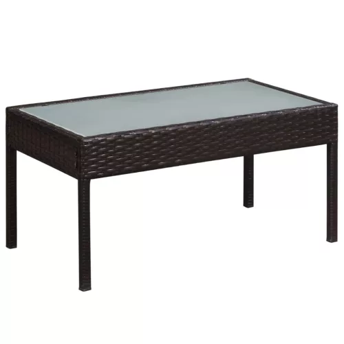 5-részes barna polyrattan kerti bútorszett párnákkal